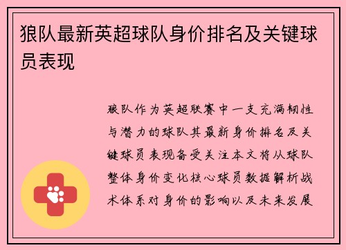 狼队最新英超球队身价排名及关键球员表现
